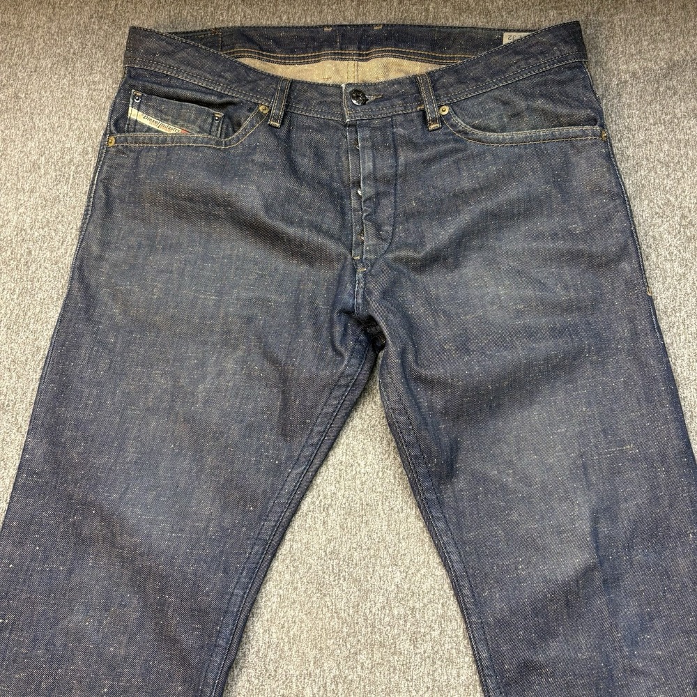 Diesel Braddom Jeans Mens 34X32 Regular Slim Carrot Indigo Blue Denim Wash 0820N